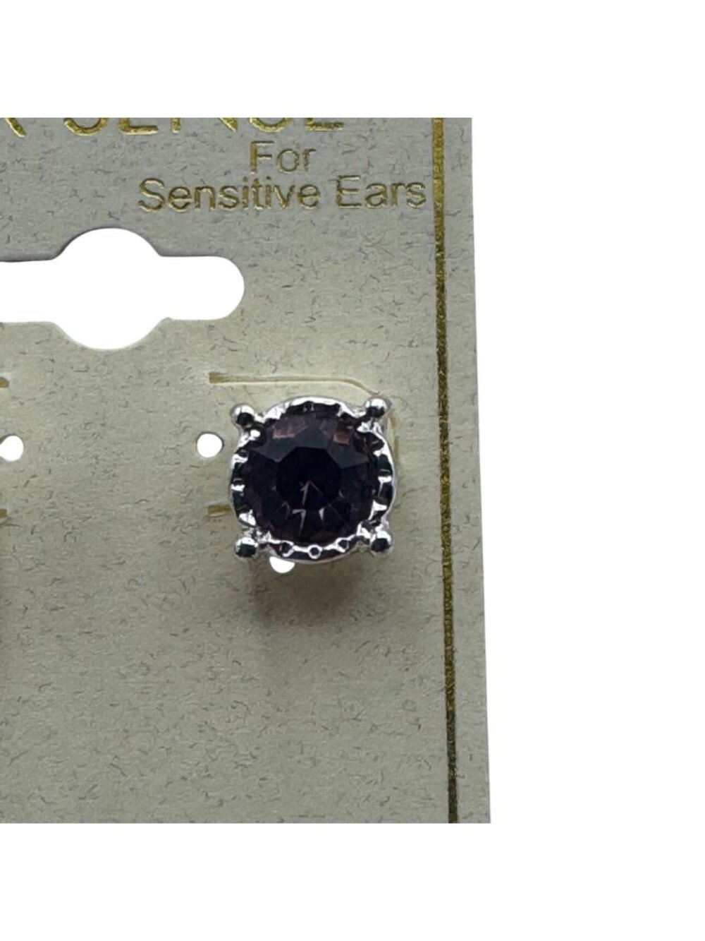 Ear Sense Stud Earrings Silver Tone Amethyst Hypoallergenic For Sensitive Ears - Picture 5 of 7